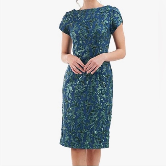 JS Collections Women's Fiona Knee Length Dress Cobalt Kelly Green - Picture 1 of 6